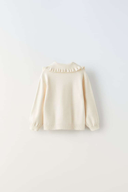 ZARA СВИТЕР С ВЫШИВКОЙ, ЭКРЮ
