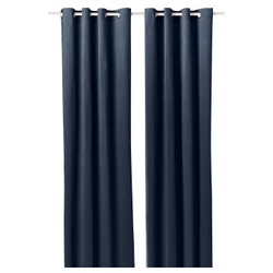 IKEA SANELA  (ИКЕА САНЕЛА)  -  Штора, 2 шт. - тёмно-синяя бархатная с люверсами 140x250 см