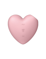 Розовый вибромассажер Cutie Heart с вакуум-волновой стимуляцией (Цвет: розовый)