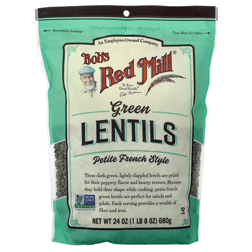 Bob's Red Mill, Зеленая чечевица, по-французски, 680 г (1 фунт 8 унций)