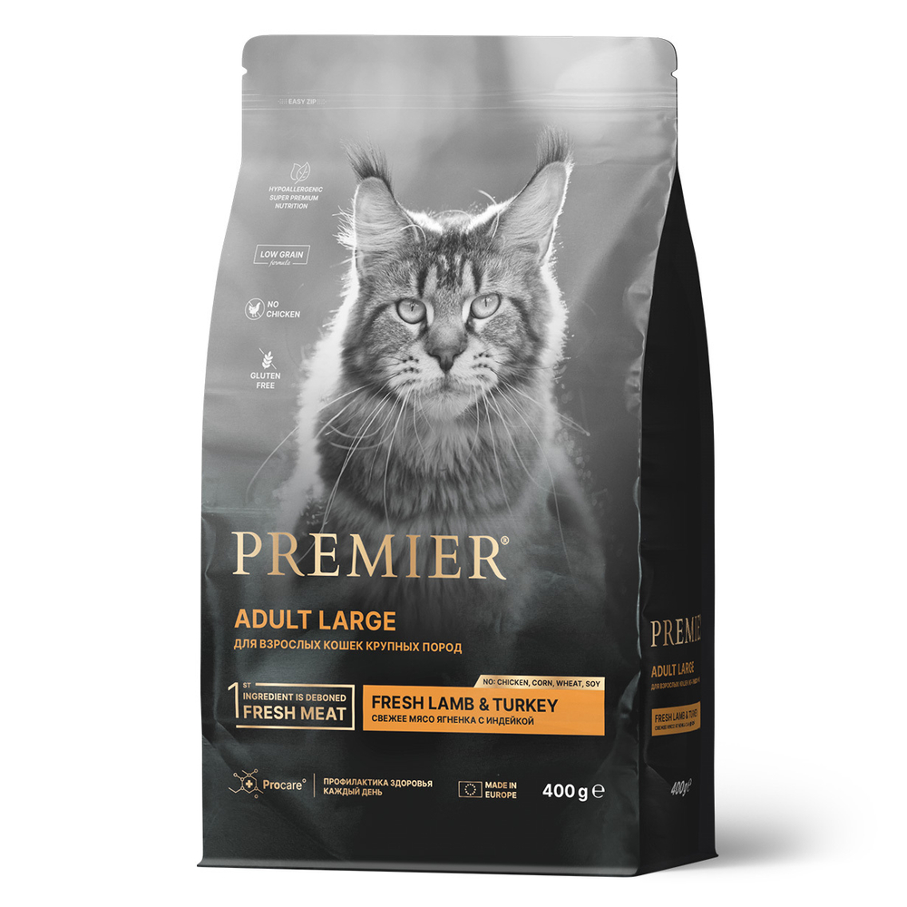 Сухой корм PREMIER для крупных кошек Ягненок и индейка