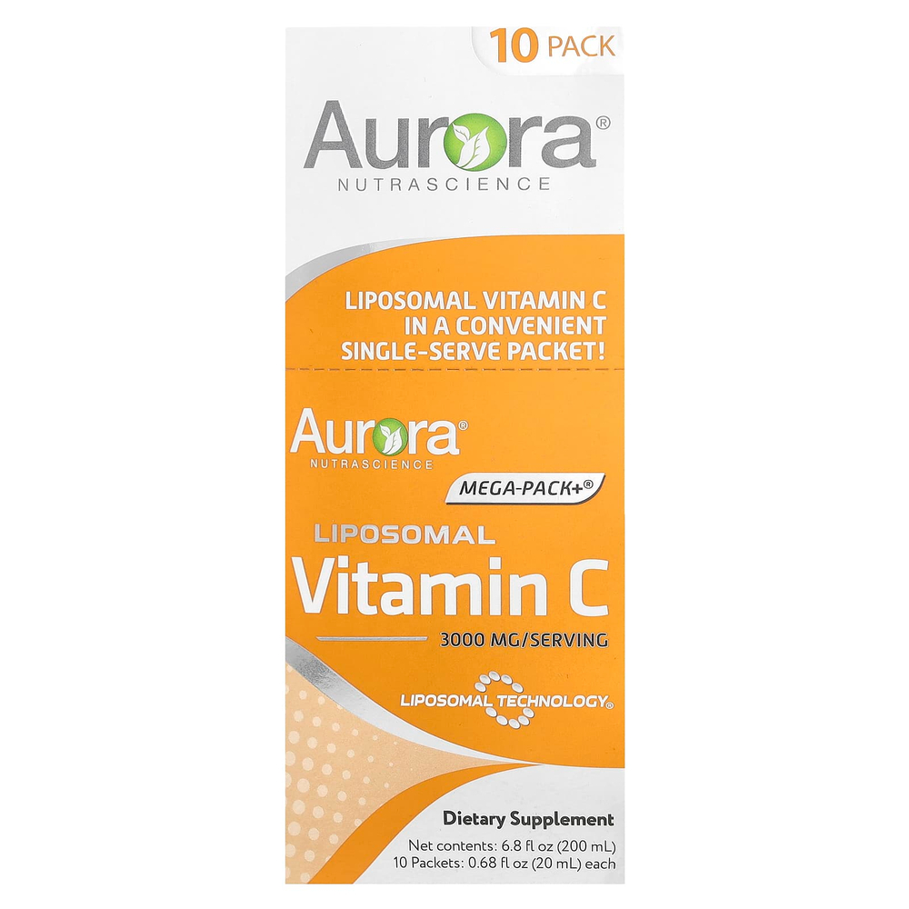 Aurora Nutrascience, Mega-Pack + ®, липосомальный витамин C, 10 пакетиков по 20 мл (0,68 жидк. Унции)