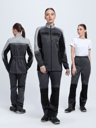 Костюм женский Вектрон-1 (тк.Смесовая,240) брюки, т.серый/св.серый/черный - ПОД ЗАКАЗ