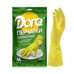 Перчатки латексные Dora с хлопковым напылением "Универсальные" Цвет перчатки: Желтый, Размер M