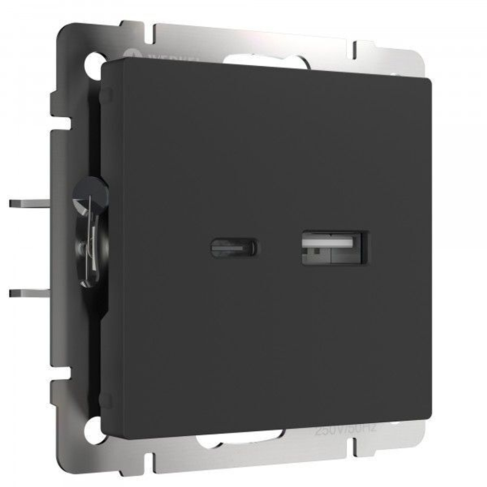 Розетка ТВ+Ethernet RJ-45 6 cat.(черный матовый)