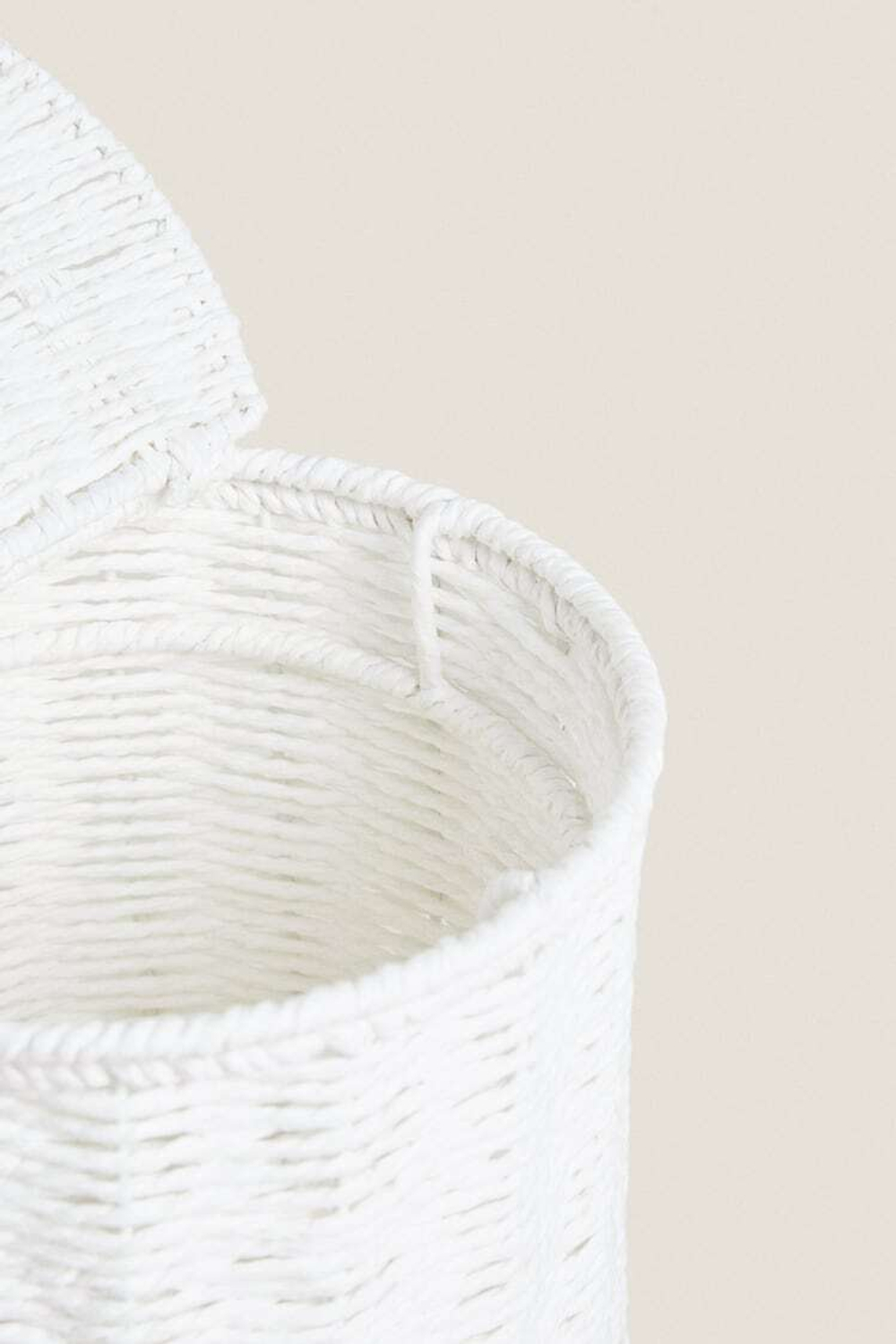 ZARA HOME КОРЗИНА ДЛЯ МУСОРА СО СЪЕМНОЙ КРЫШКОЙ, БЕЛЫЙ