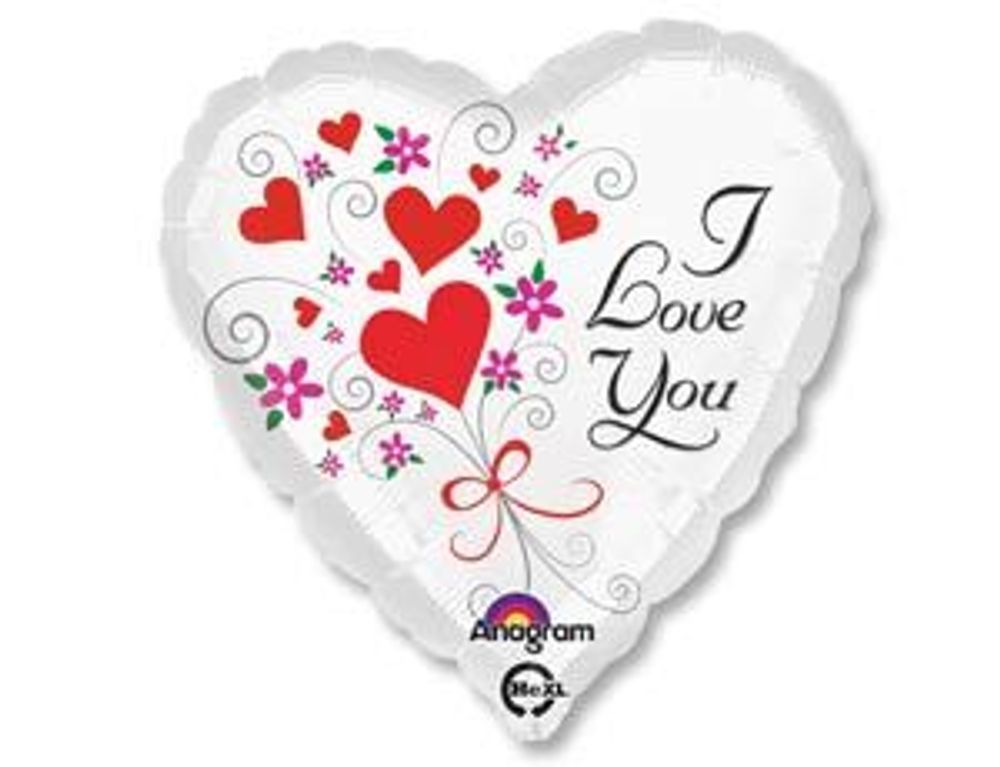 А 18" Сердце ILY Сердца и цветы S40