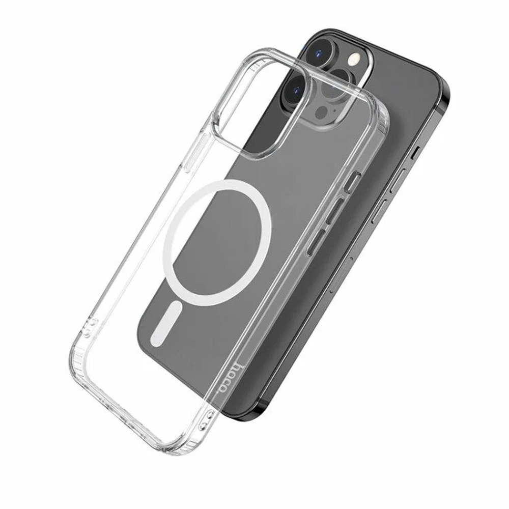 Накладка для i-Phone 15 Pro Hoco Magnetic series силикон прозрачный