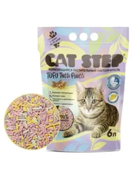 CAT STEP Tofu Tutti Frutti Наполнитель комкующийся растительный 6 л