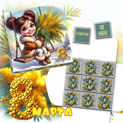 Шокобокс 8 марта, мини-плитка, 9шт