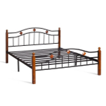 Кровать AT-126 - дерево гевея/металл, 160*200 см (Queen bed), красный дуб/черный