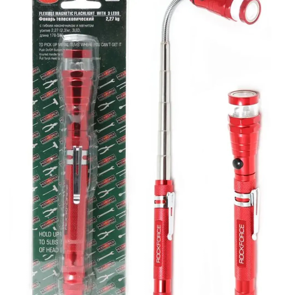 Фонарь телескопический с магнитом (3LED, 2.27кг, L:178-587мм), в блистере RockForce##Rock FORCE RF-686ML3
