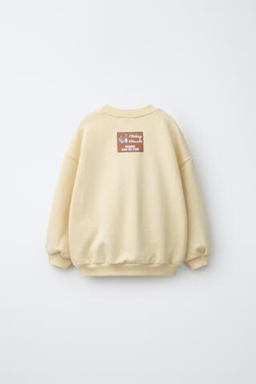 ZARA ТОЛСТОВКА С ВЫШИВКОЙ MICKEY MOUSE © DISNEY, ЦВЕТ СЛИВОЧНОГО МАСЛА