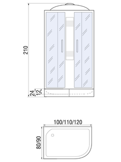 Душевая кабина RIVER NARA 110/80/24  МТ L 110x80x210 10000002815 Правая или левая  Ассимметрия