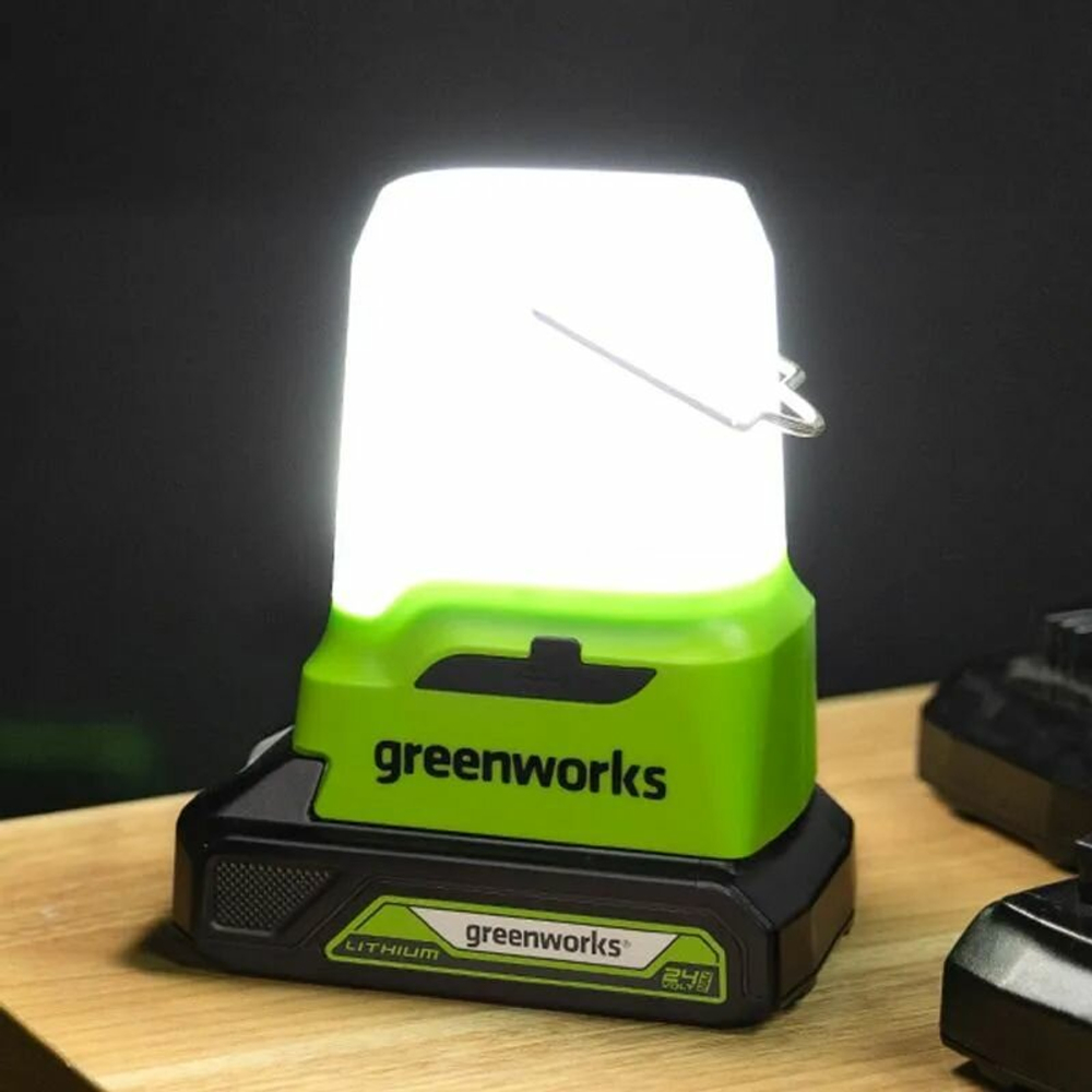 Фонарь аккум. GREENWORKS G24LA500 24В,500/300/100лм,два USB порта,без АКБ и ЗУ (3501007)