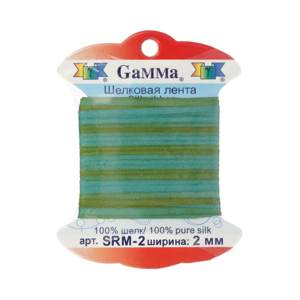Лента (тесьма) шелковая 2.0 мм / 9.1±0.5 метров, M109 ментол/зеленый, Gamma SRM-2 Лента (тесьма) шелковая 2.0 мм / 9.1±0.5 метров, M109 ментол/зеленый, Gamma SRM-2
