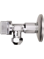 Кран латунный шаровый угловой 1/2" х 3/8" хромированный с отражателем, наружная резьба-цанга