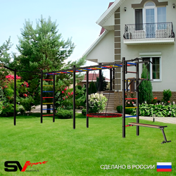 Уличная шведская стенка Sv Sport рукоход х 2 с комплектом турник прямой У52533.1 (Турник/Брусья/Скамья/Гнездо 100см/Кронш бокс)