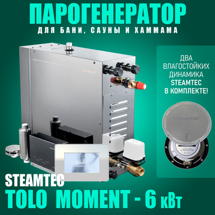 Steamtec TOLO MOMENT 60 - 6 кВт парогенераторы для хамама и турецкой бани / Серия PLATINUM со встроенной музыкой, пультом на 9-ти языках и возможностью монтажа без термодатчиков