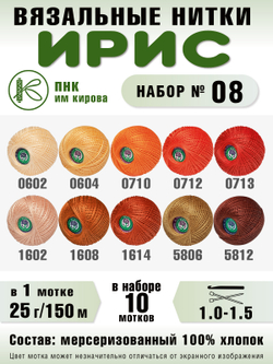 Набор ниток для вязания и рукоделия Ирис ПНК Киров