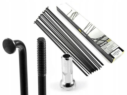 Спица 256 мм x 14G SAPIM Leader с ниппелем, нержавеющая сталь, черная
