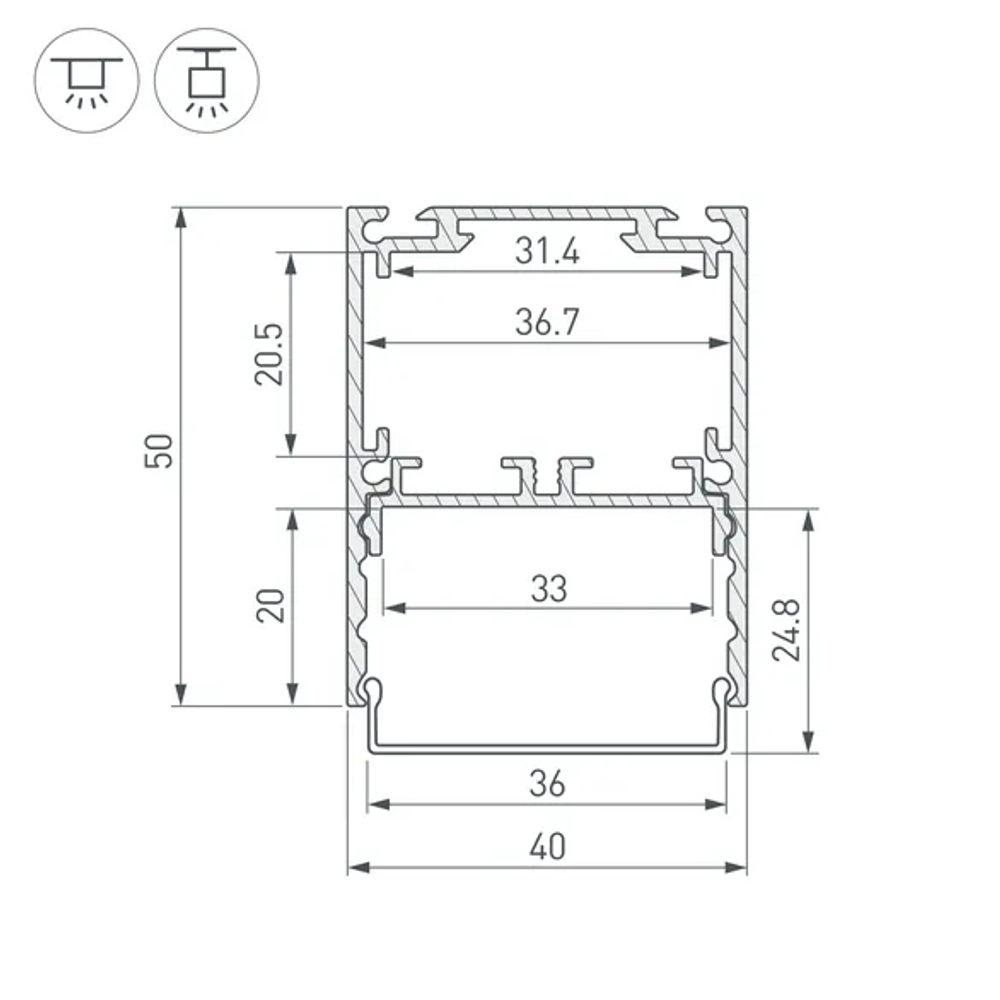 Профиль SL-LINE-4050-3L-2000 ANOD BLACK (Arlight, Алюминий) 044670