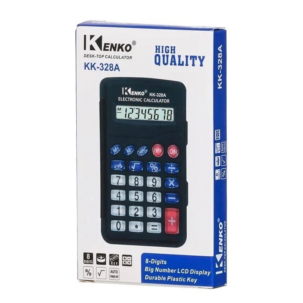 Калькулятор карманный Kenko 8 Bit с крышкой, LCD, 10*6.5*1.2 см, чёрный