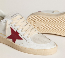 Кеды Women's Ball Star LTD with red leather star and pink glitter heel tab