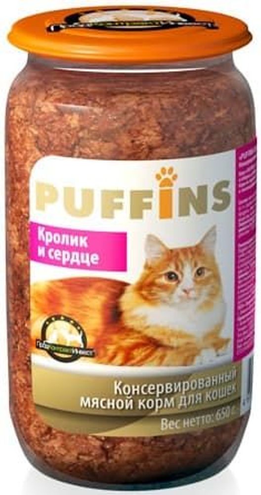 Puffins 650г консервы для кошек Кусочки Крольчатины и сердца в паштете (СТЕКЛО) Puffins 650г консервы для кошек Кусочки Крольчатины и сердца в паштете (СТЕКЛО)