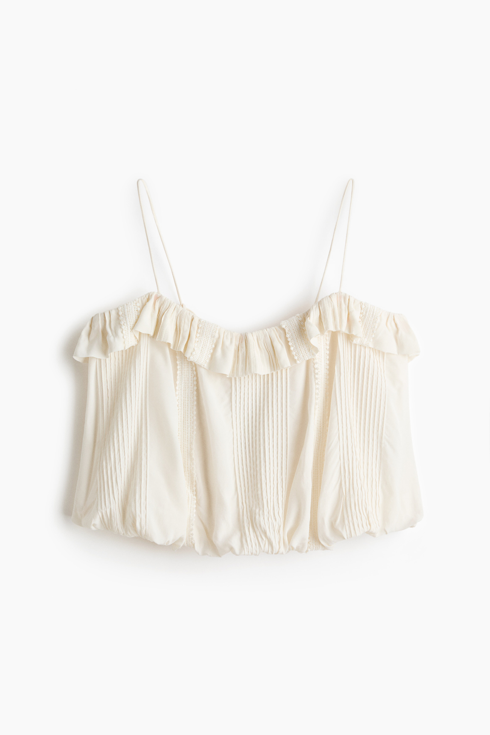 Короткий топ на бретелях с кружевной вставкой - H&M