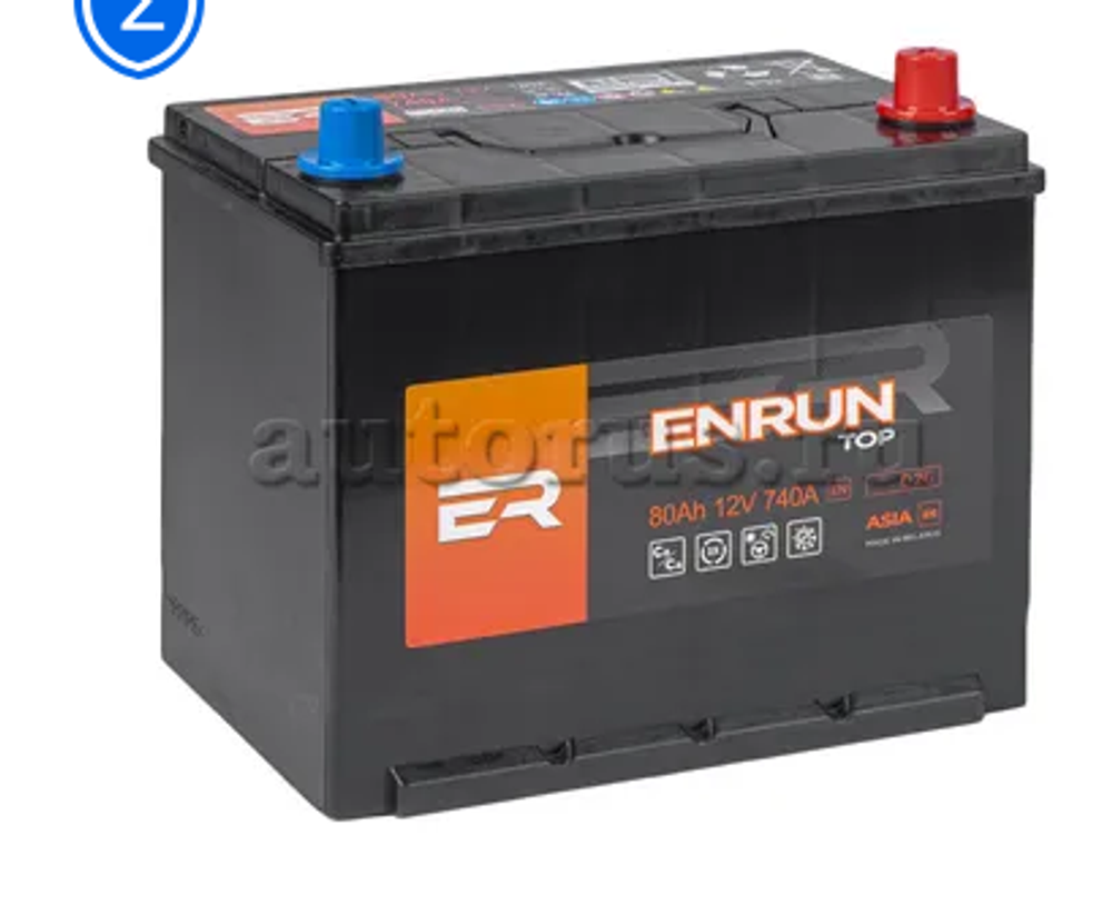 Аккумулятор 6CT- 80 А.ч., о.п., R+, ENRUN JIS TOP