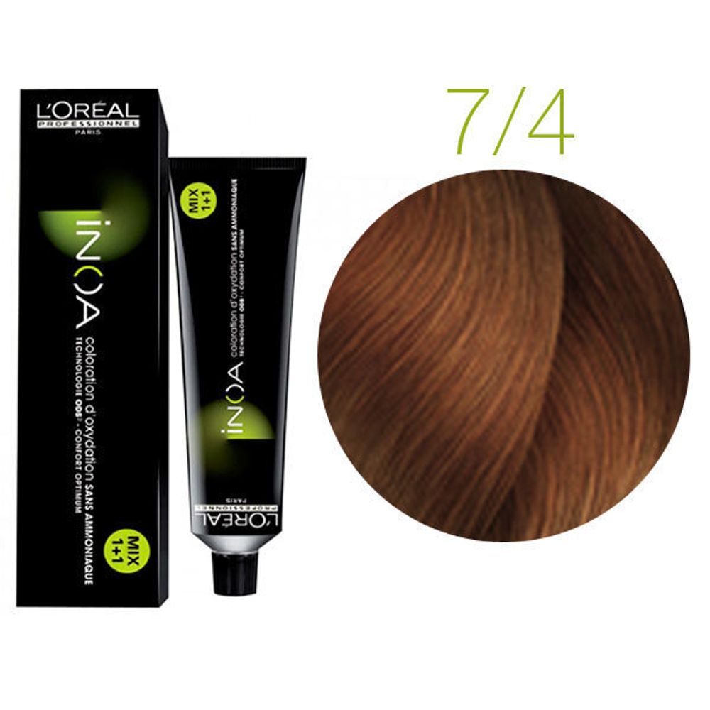 L'Oreal Professionnel Inoa 7.4 блондин медный 60мл