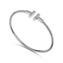 Браслет из белого золота с бриллиантами, Tiffany 💠 T Wire Collection Pave - Единственный в наличии