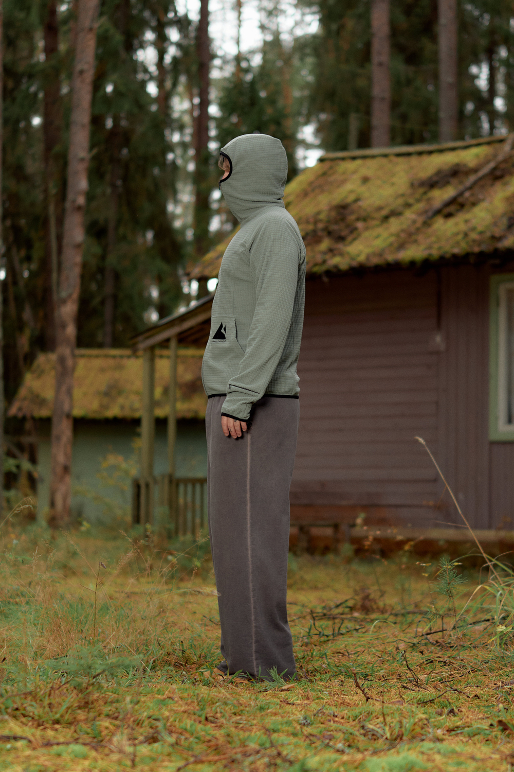 Худи Called a Garment Grid-Tex Hoodie "Olive Grey"