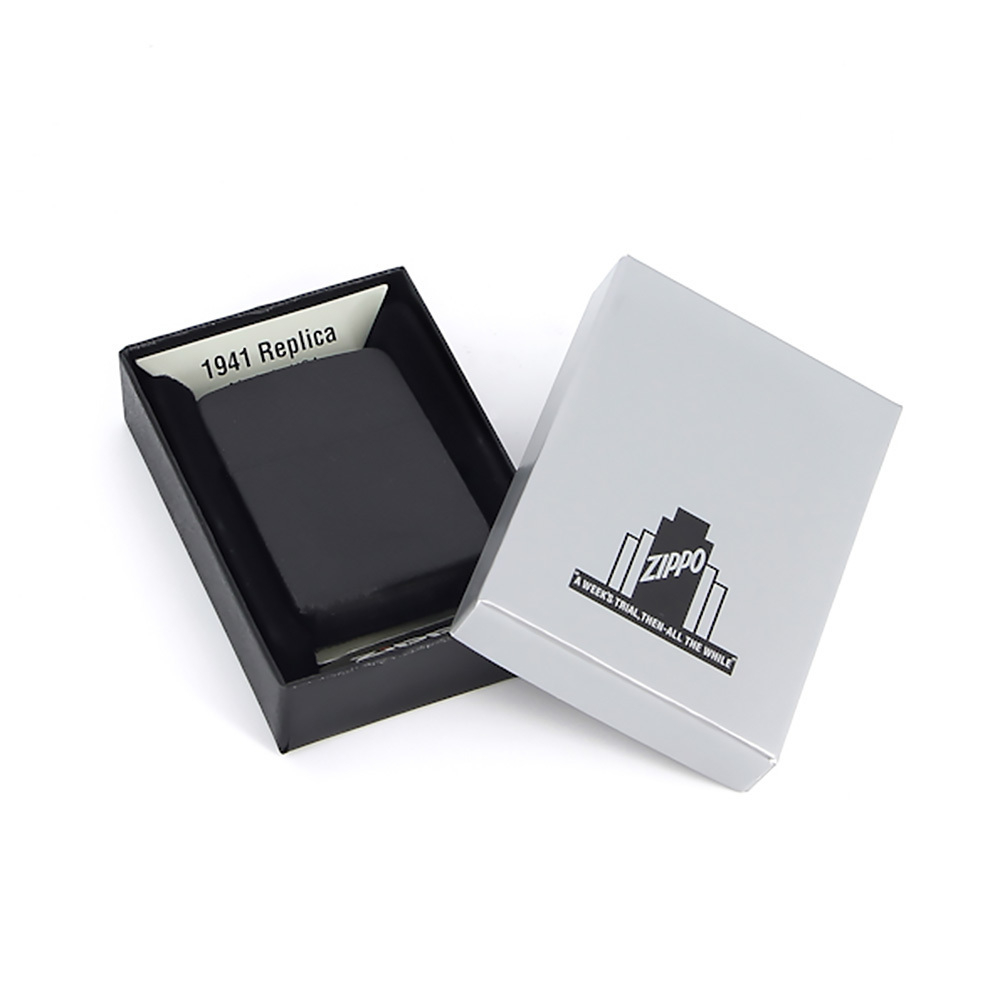 Зажигалка Zippo 1941 Replica, латунь с покрытием Black Crackle, черный, матовая, 36х12x56 мм