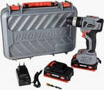 Аккумуляторный бесщеточный шуруповерт с набором PROFIPOWER MKBL-18BT (Li-ion-2шт, 18В, 2.0Ач, 40Нм, 0,8-10мм, З/У, в кейсе) (E0147)