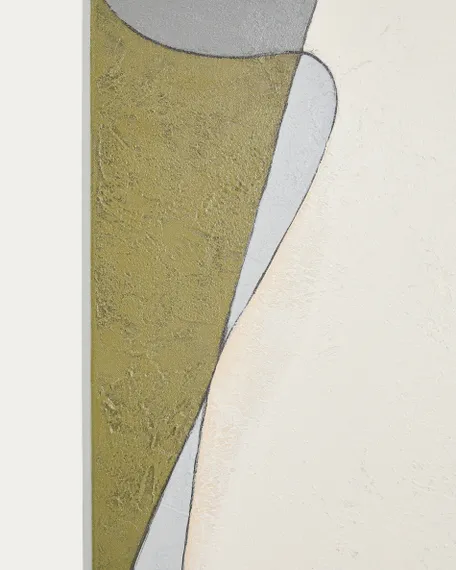 Абстрактный холст Marvilo серо-горчичного цвета 120 x 200 см