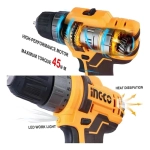 Аккумуляторный шуруповерт INGCO CDLI200515 20 В 45 Нм 15+1