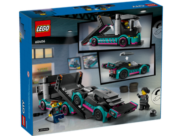 Конструктор Лего Сити Гоночный автомобиль и автовоз | LEGO City Race Car and Car Carrier Truck 60406 — 328 деталей (6+)