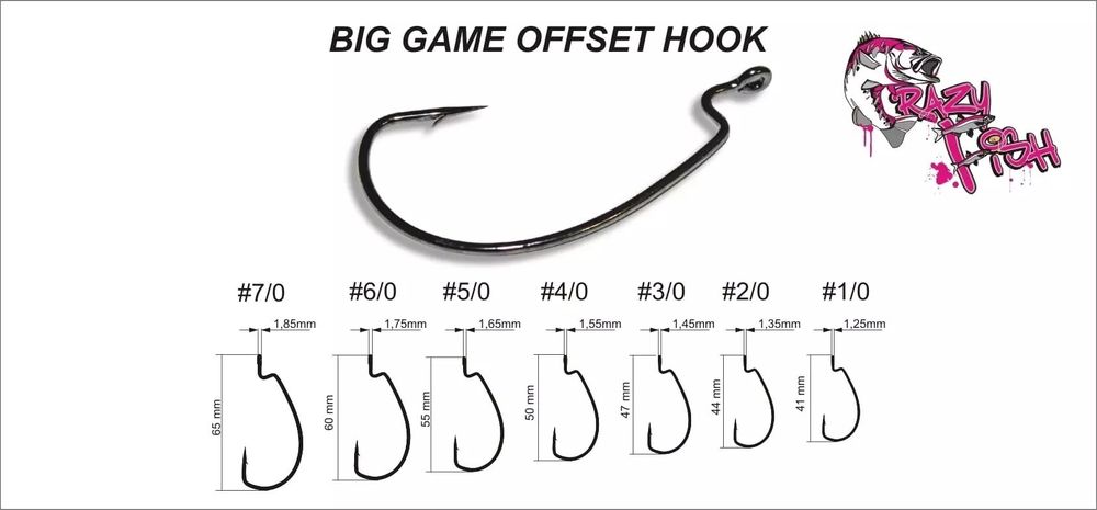 Офсетный крючок Crazy Fish Big Game Offset Hook №3/0 7 шт