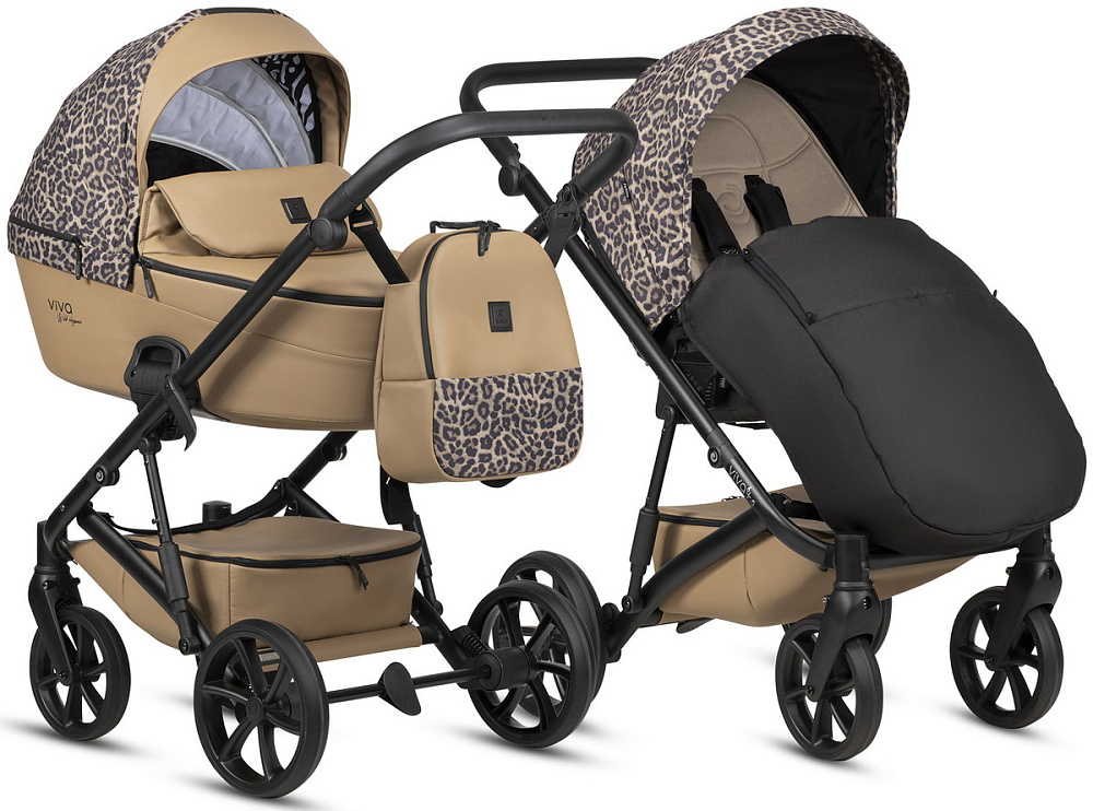 Детская коляска Tutis Viva 6 Plus Wild Elegance 4 в 1 с автокреслом Beno Black и базой Savannah Brown