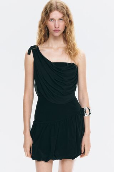 Платье на одно плечо с драпировкой — Чёрный - H&M