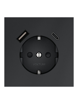 Розетка 1-м СП S70 16А с USB A+С с заземл. защ. шторки механизм графит Voltum VLS040507