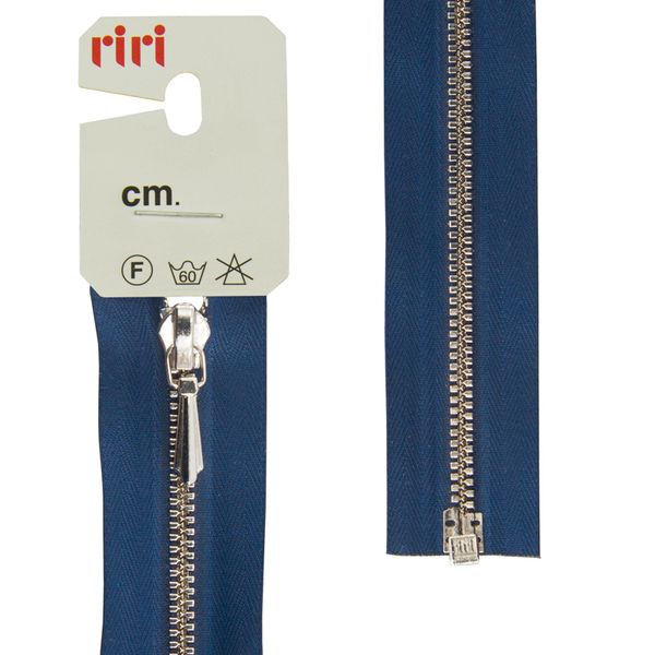 Молния металл RIRI Т3 (3 мм) 1 зам., разъем., 60 см, Ni, слайд.Tropf, цв.2626, кобальт синий, 1 шт