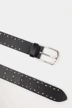 Ремень взрослый MUSTANG Leather belt in 35mm with rivets and buckle in polished silver