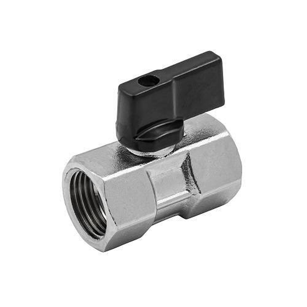 Кран шаровой ELSEN MINI - 1/4" (ВР/ВР, PN10, Tmax 80°C, ручка-флажок черная)