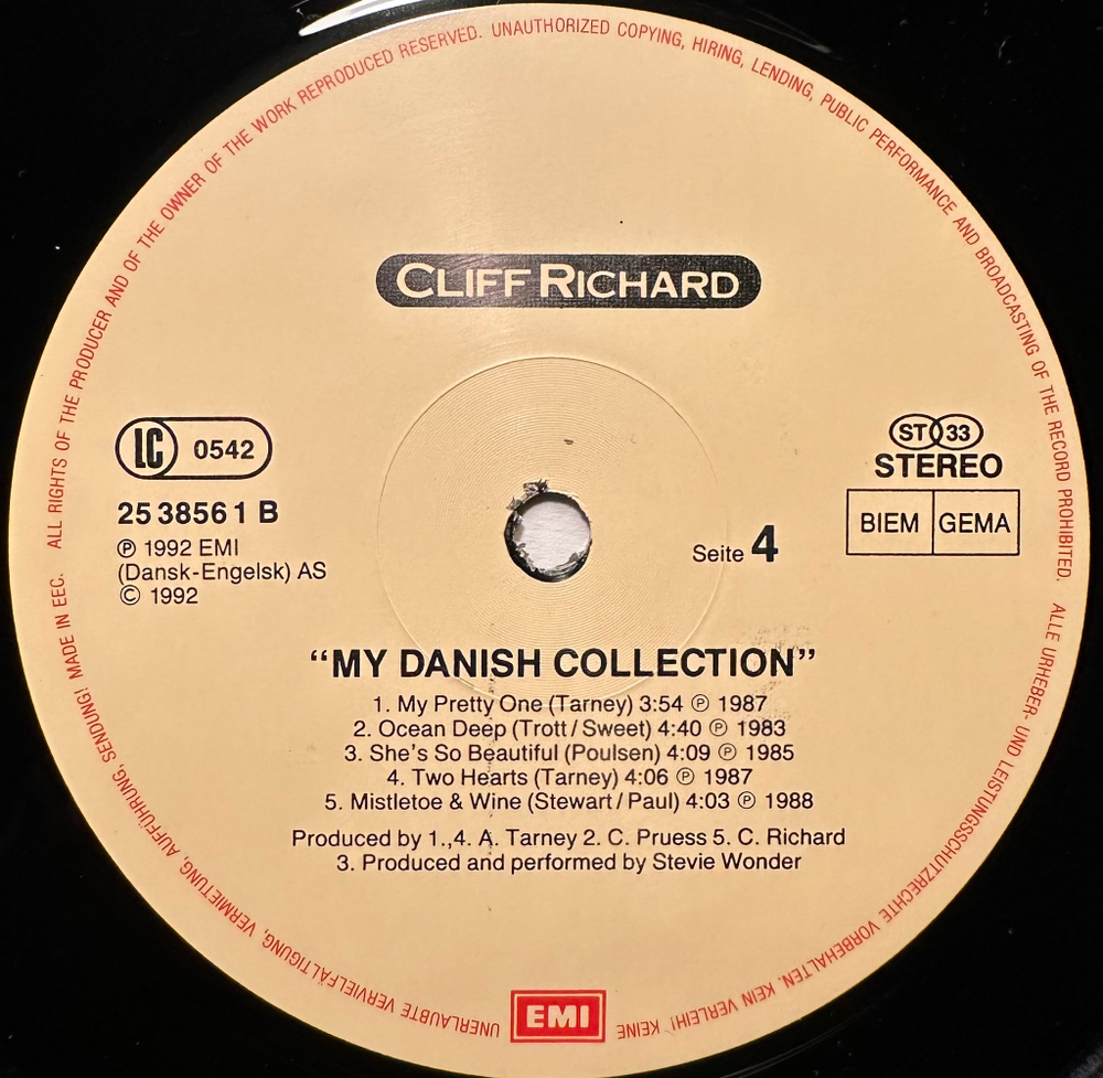Cliff Richard - My Danish Collection 2LP (Европа 1992г.)