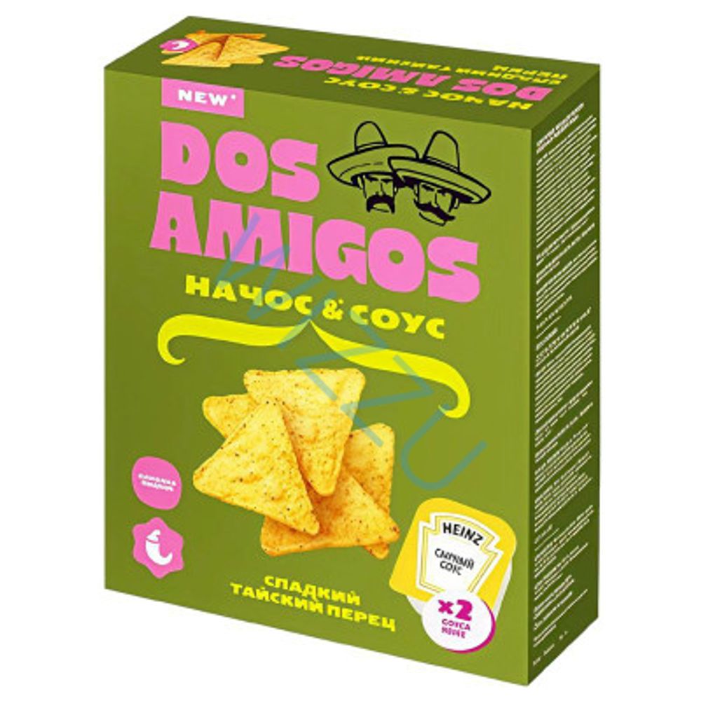 Чипсы кукуруз Dos Amigos со вкус тайского перца с сырн соусом 95г