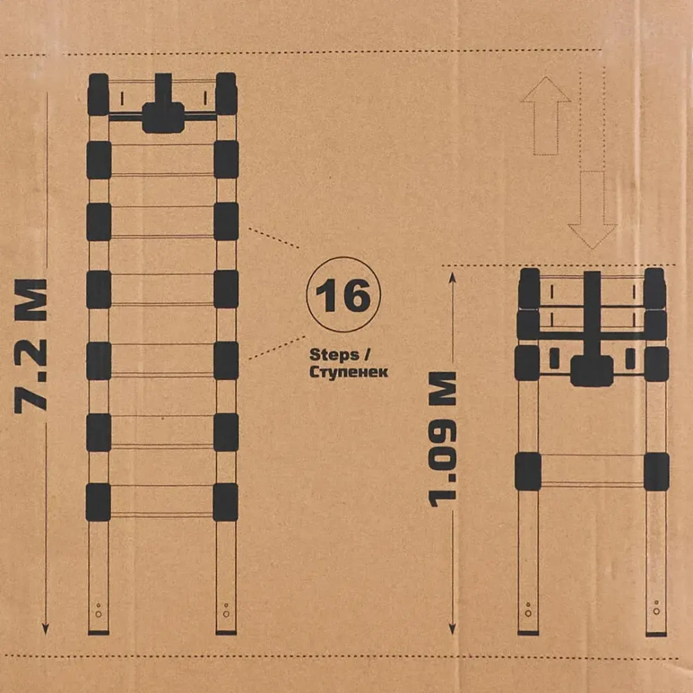 Лестница телескопическая алюм. бытовая 7.2м (16 ступ.) ISMA ISMA-UP720
