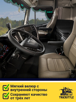 Ламбрекен с косынками стеганые Iveco (экокожа, черный, зеленая лапша)